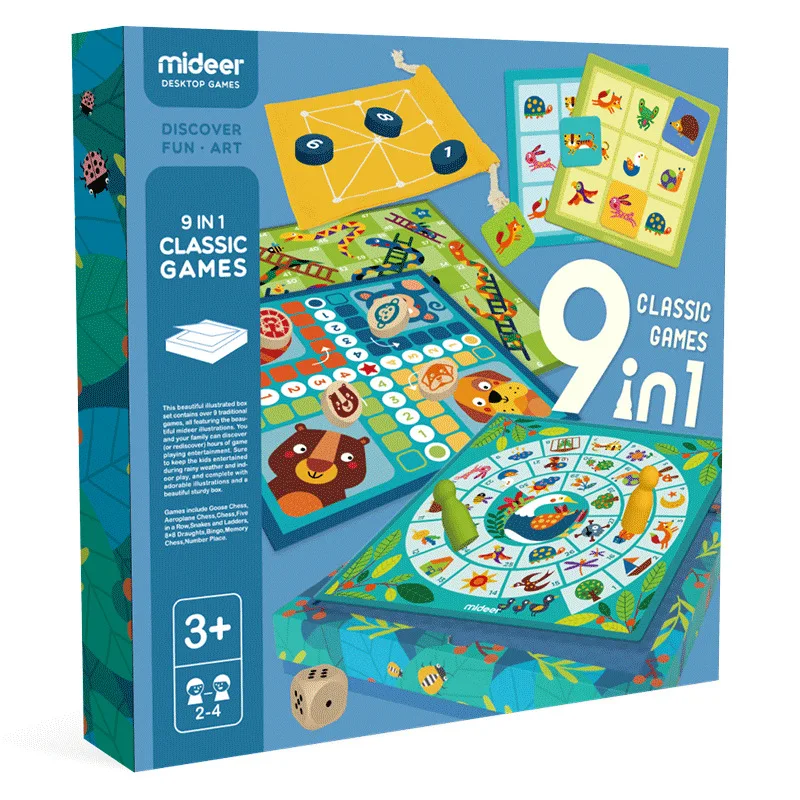9in1 board game Mideer 9 в 1 Настольная игра развивающие многофункциональный Настольная игра родитель-ребенок интерактивная игра игрушка Детские Летающие шахматы подарок на день рождения - Цвет: 9in1 board game