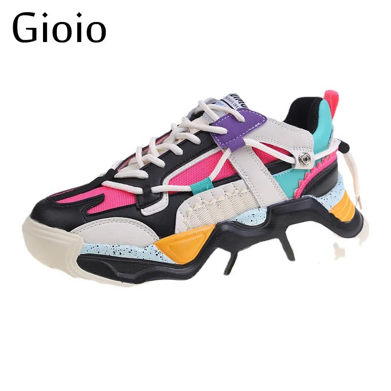 Gioio Dazzle color breathable fashion sports casual shoe Women Colored Female Shoes trend thick sole Running Sneakers