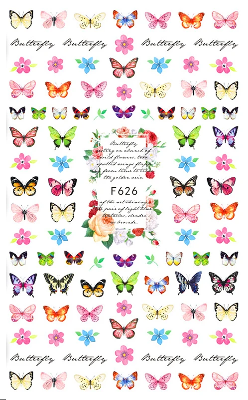 

Self-adhesive 3D Nail Art Stickers Water Colour Butterfly Leaves Flowers Styles Decals Tips Finger Decorations Manicure Tool