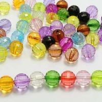 100 mixed colour transparent acrylic faceted round beads 10mm disco ball beads