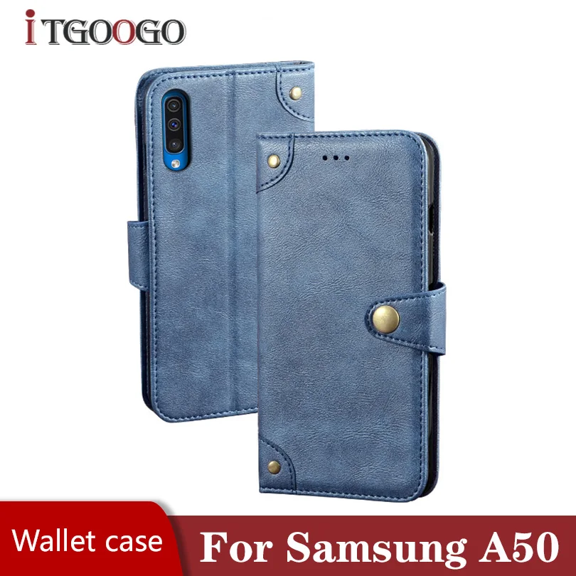 Кожаный чехол для samsung Galaxy A50 чехол-кошелек чехол-книжка магнитный противоударный