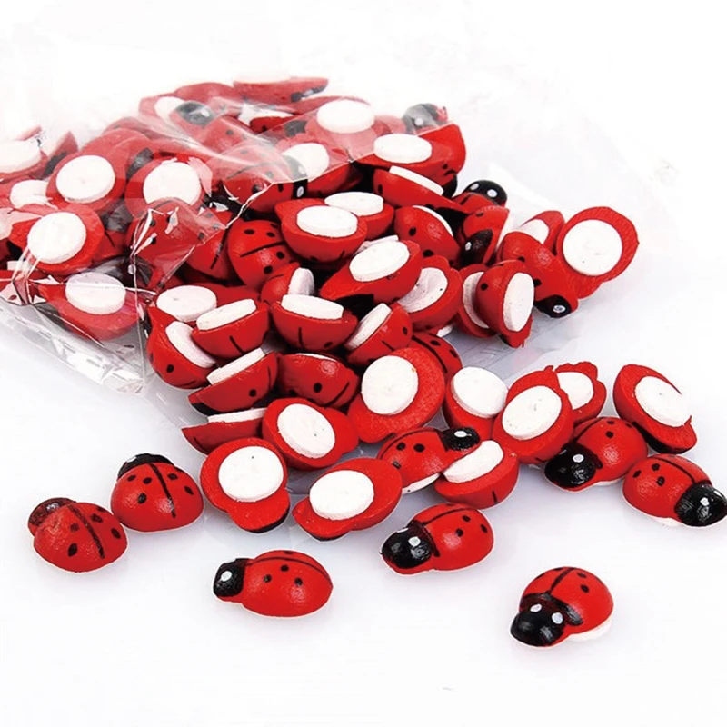 100 шт мини божьи коровки дерево ремесло самоклеющиеся холодильник паста