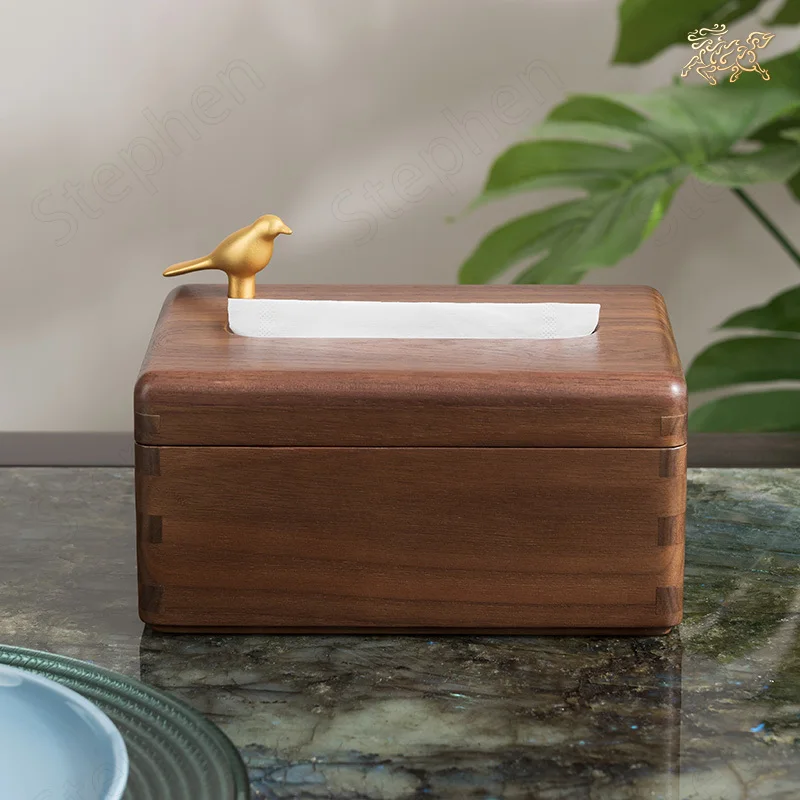 

Декоративные коробки для бумажных салфеток Golden Magpie, Новая китайская чистая медная птица, черный орех, украшение для дома и гостиной