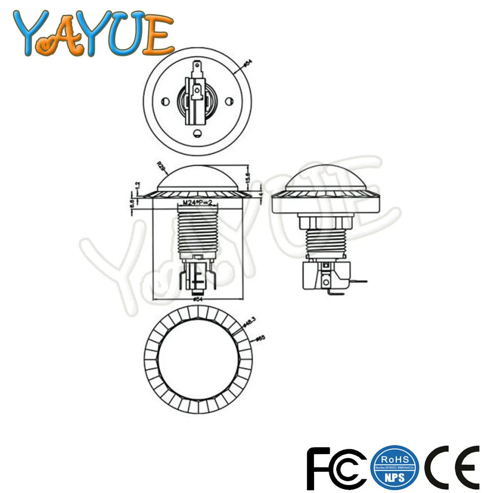 60 мм большая купольная аркадная Кнопка 12 в светодиодный круглые с подсветкой