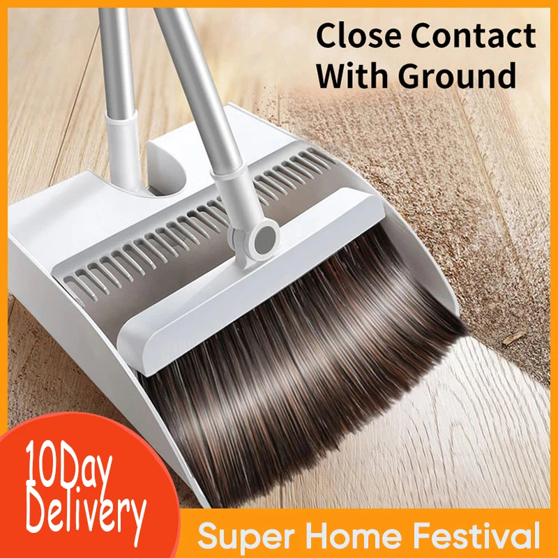 

JOYBOS Windproof Broom & Dustpan Set Upright With Extendable Broomstick Cleaning Brush Long Comb Teeth JBS16