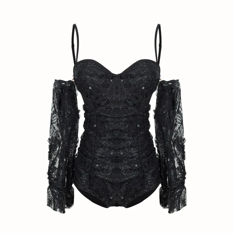 

Women Sports Suit Swimsuit Swimwear One Piece New 2020 Ins Lace Push Up Thai Bathing Solid Spandex Sierra Surfer Sexy Swim With