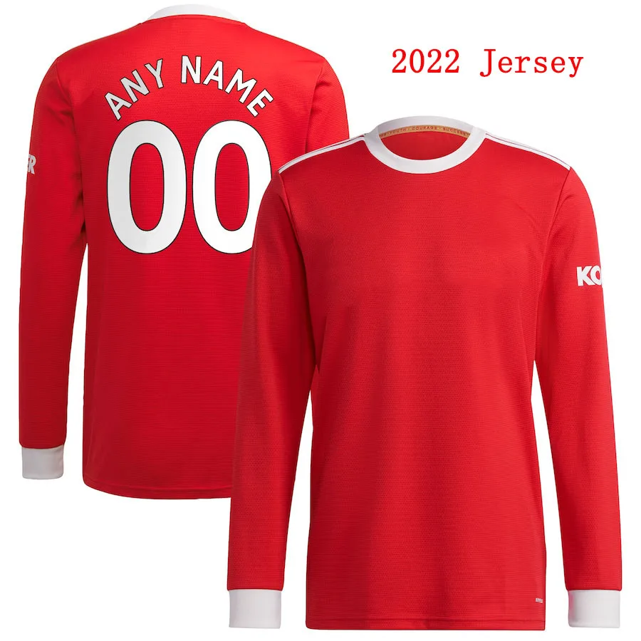 

21 22 Long Sleeve Jersey MAGUIRE POGBA CAVANI Sportswear Shirt RASHFORD GREENWOOD American Football Jerseys B.FERNANDES Red