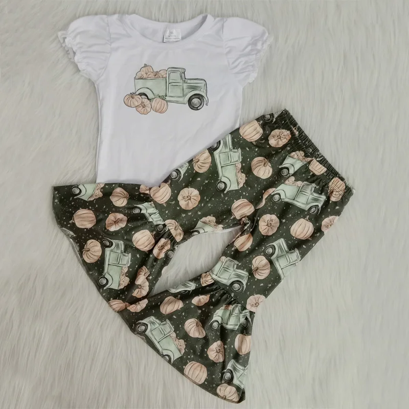 Фото Комплект одежды для маленьких девочек футболка с тыквой на Хэллоуин + штаны