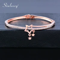 sinleery fashion stars pendant crystal bangle for women rose gold silver color wedding bracelets fashion jewelry sl492 ssf