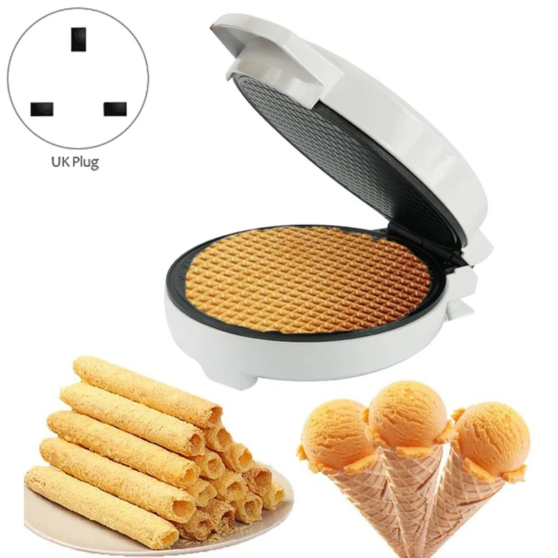 Murah Pembuat Gulungan Telur Renyah Elektrik Wajan Memanggang Kue Dadar Wafel Oven Panekuk DIY Mesin Kerucut Es Krim Steker UK