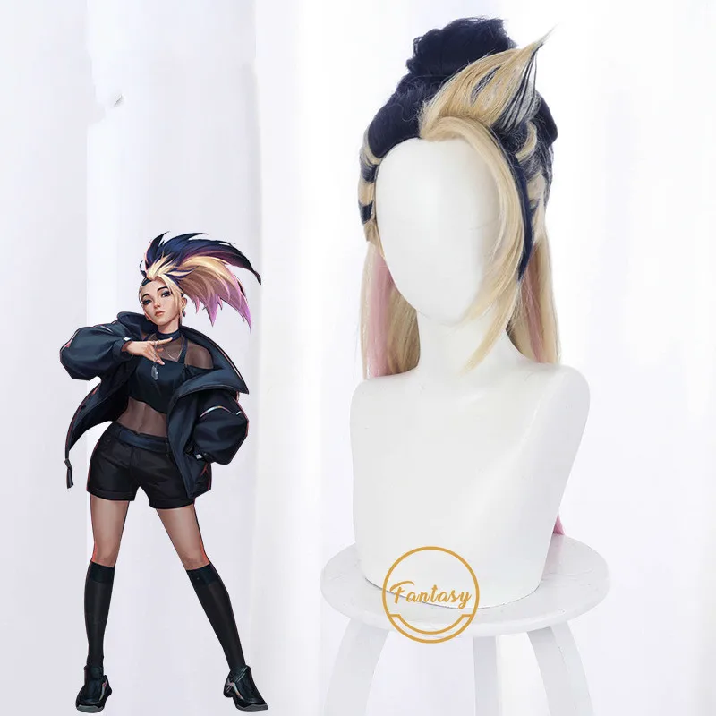 Игры Лига Легенд парики кДа круче Akali смешанный цветной хвост Косплэй
