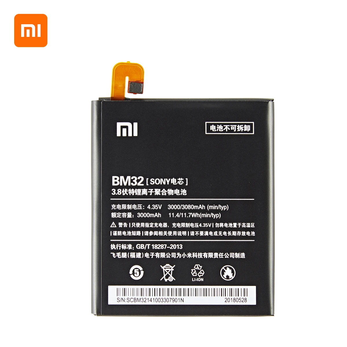 xiao mi 100 orginal bm32 3080mah battery for xiaomi 4 mi 4 mi4 m4 bm32 high quality phone replacement batteries tools free global shipping