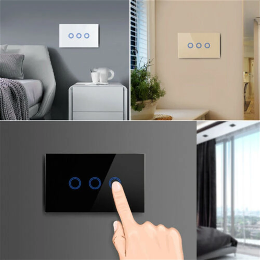 Штепсельная вилка США 1/2/3 Gang Home 1 Way Smart Wifi светодиодный светильник сенсорный