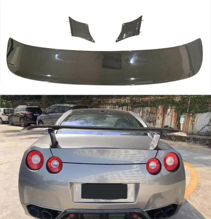 

Реальные углеродного волокна заднего крыла багажник выступ Спойлеры для Nissan GTR R35 2012 2013 2014 2015 2016 2017 2018 2019 2020