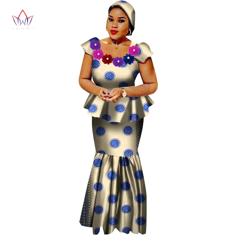 14 African Bazin Riche Dresses for Women Set Clothes Skirt Top Sets for Women High Waist Skirt Long African Skirt Plus Size WY2564 - Цвет: 14