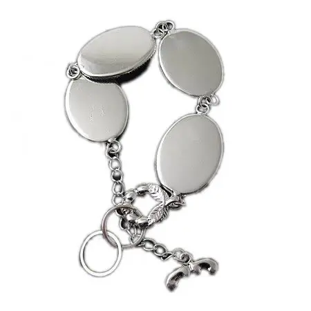 

1PC 18x25mm Glass Cabochon Silver Color 4 Oval Bangle Bezel Pad Trays Base Blanks Settings Bracelet Bases For DIY