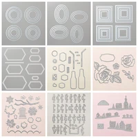 layering squares circles ovals frames stitched shapes dies flower rose metal cutting dies for diy scrapbooking cards making