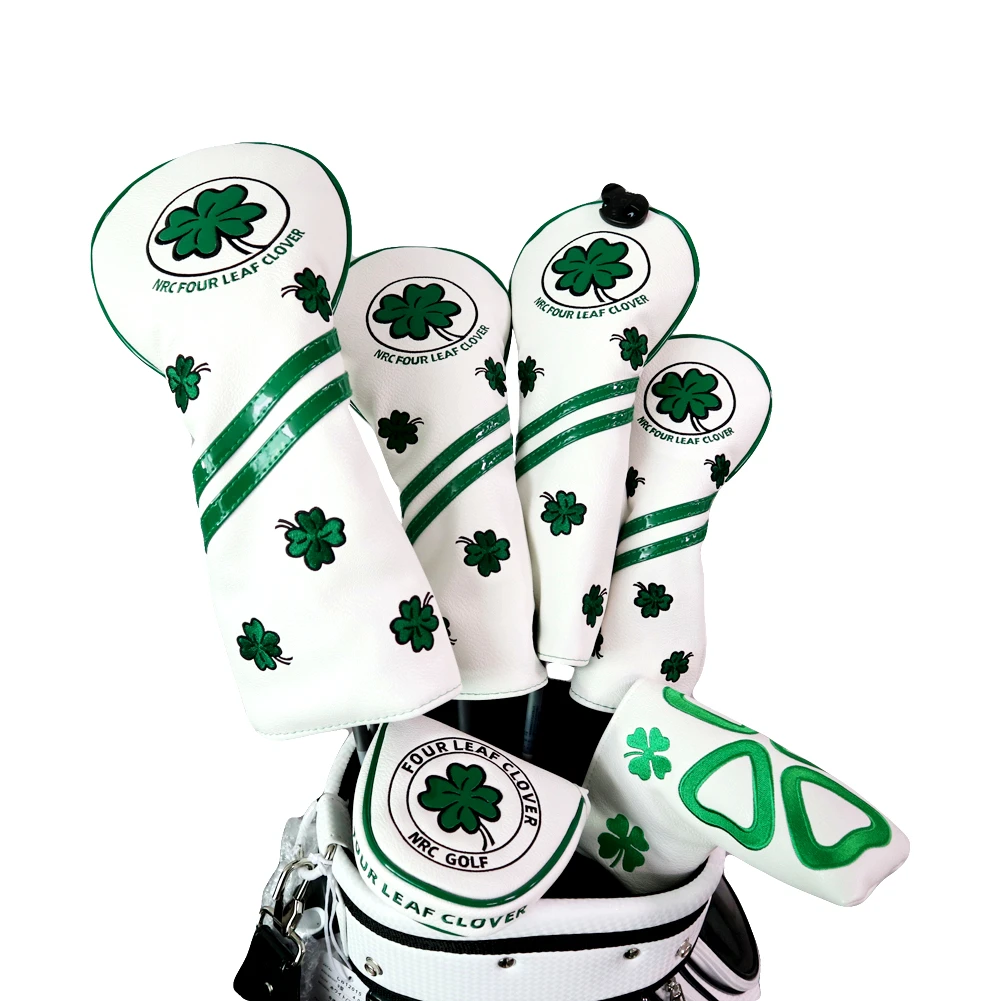 

Golf Headcovers Golf Club Head Covers Driver Fairwaywood Hybrid Covers Set (460cc) Four Leaf Clover Customizable Putter Covers