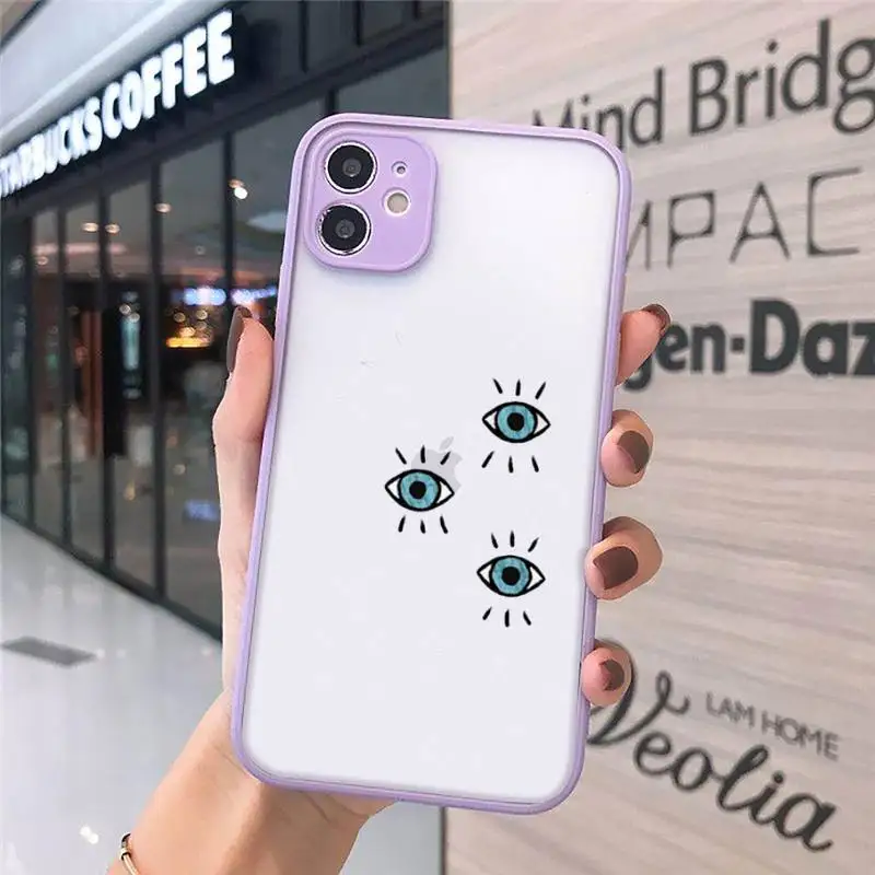 

Evil Eye 1 Phone Cases Matte transparent For Purple iPhone 12 Mini 11 Pro XR XS Max 7 8 Plus X Back Cover