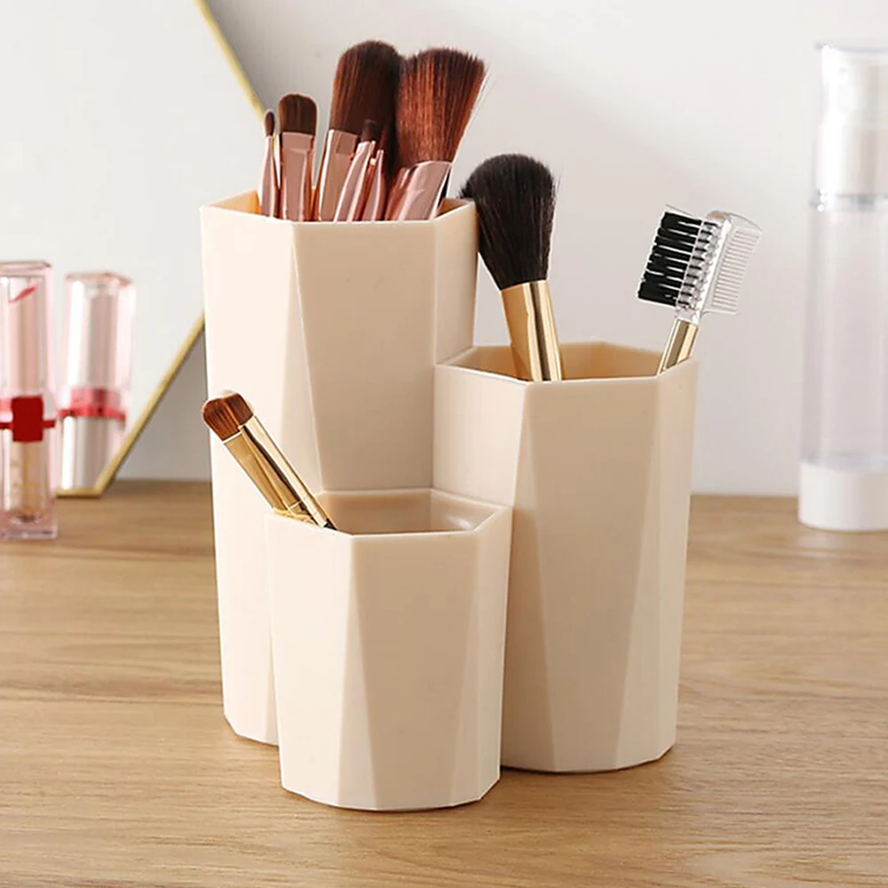 

3 Lattices Cosmetic Make-up Brush Storage Box Makeup Nail Polish Cosmetic Holder Make Up Tools Pen Holder Rack Table Organizer