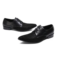 mens crocodile pattern leather shoes lace up wedding party shoes pointed casual oxfords flats