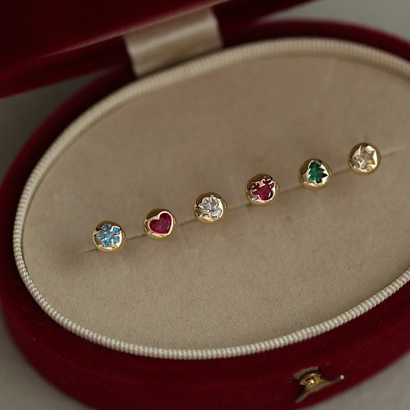 Новинка 2020 года серьги GOLDtutu из чистого 9 к золота Рождественская серия цветные