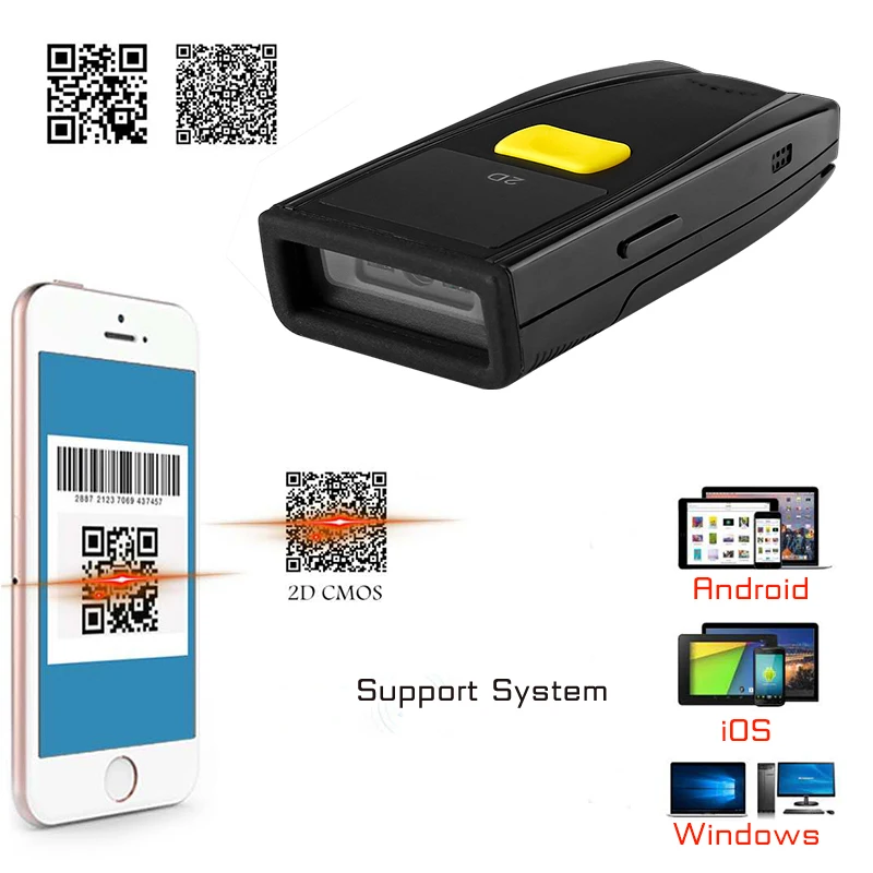 Eyoyo GT780 1D 2D QR сканер штрих кода Портативный BT 3 0 считыватель работает с мобильными