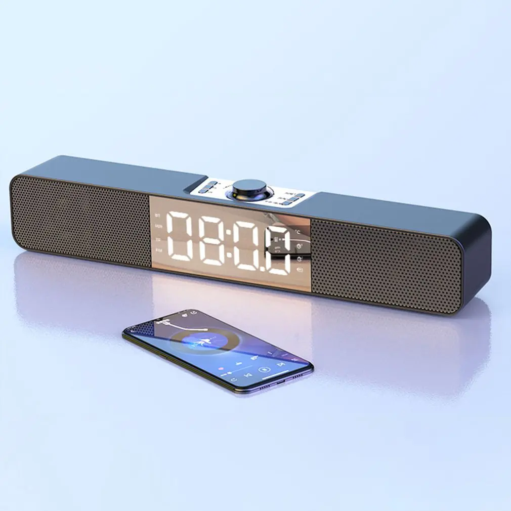 

Led Alarm Clock TV Sound Bar Aux Usb Wired Wireless Speaker Home Theater Surround Sound Bar For PC TV Computer Speaker