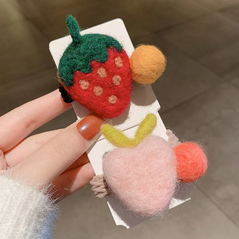 Милая мультяшная резинка для волос с фруктами эластичная шерстяная детский