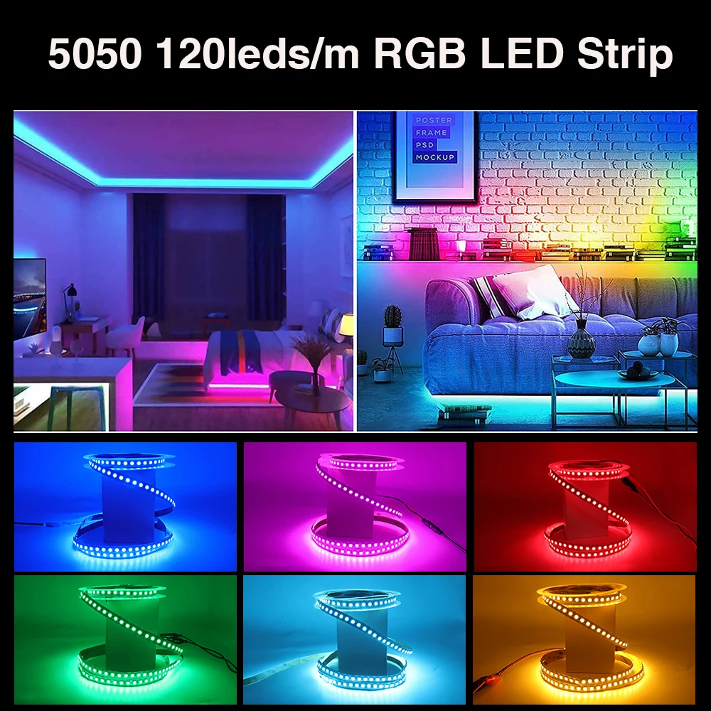 5050 5054 2835 DC 12V LED Strip 120 240LEDs/M High Bright White Red Blue Pink Yellow RGB Flexible Ribbon Tape Light Lamp 5m | Освещение
