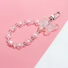 Брелок для ключей Женский, модный брелок с прозрачными бусинами, в виде бабочки, цветка, брелок для ключей от машины, украшение для сумки