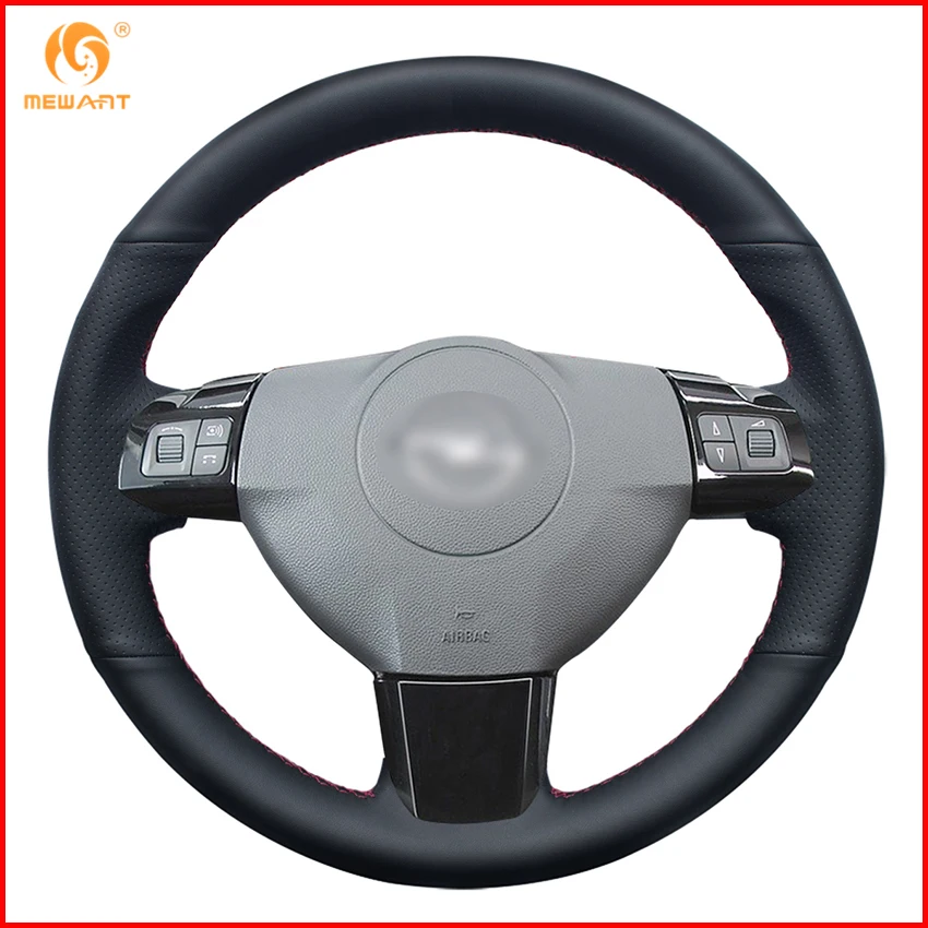Оплетка на руль автомобиля MEWANT черная из натуральной кожи для Opel Astra 2004 2005 Corsa 2009