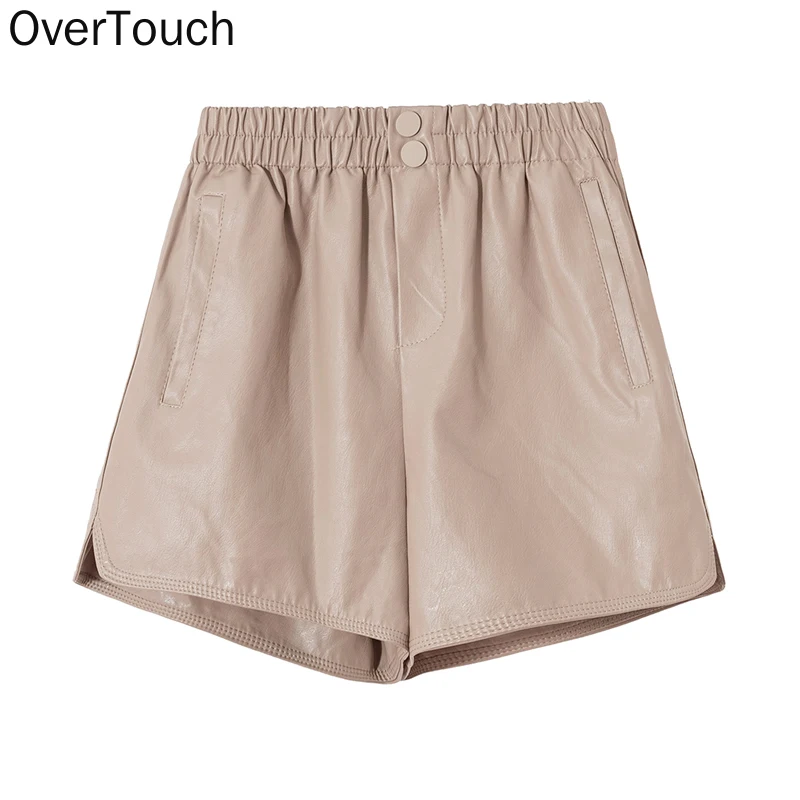 

2021 Plus Size Women Short Pant High Waist PU Leather Slacks Pants Buttons Summer Lady Oversize Home Fashion Skirt 4XL