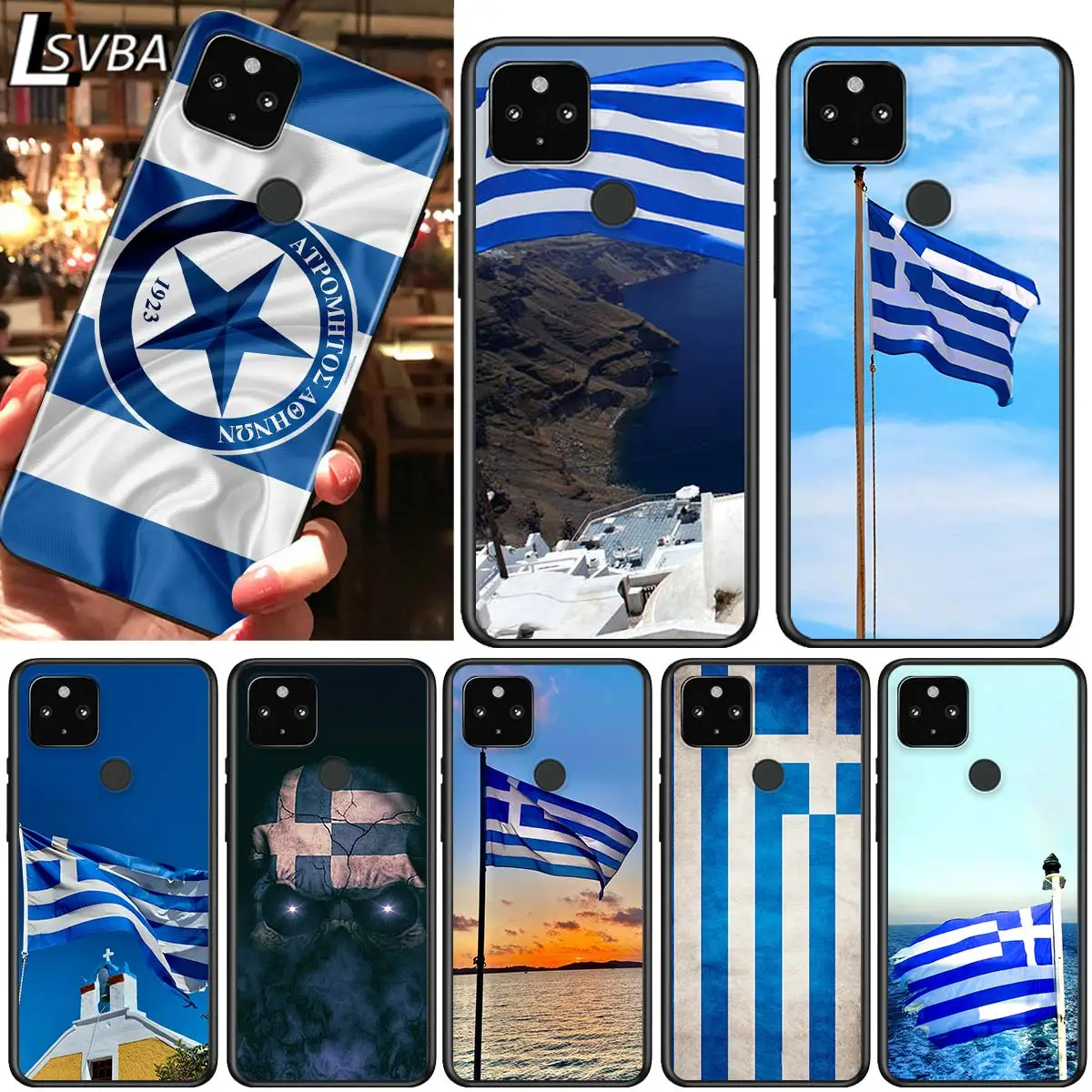 

Greek flag Shockproof Cover for Google Pixel 5 5A 4 4A XL 5G Black Phone Case Shell Soft Fundas Coque Capa