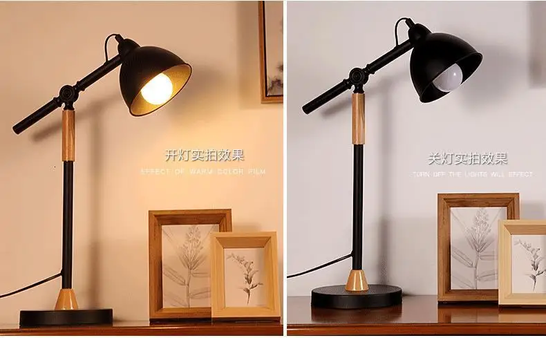 Черная настольная лампа из железного дерева для спальни кровати abajour|Настольные