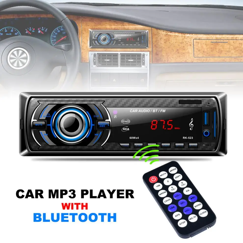Автомагнитола с Bluetooth 12 В mp3-плеер стерео аудио FM USB SD MMC AUX + пульт дистанционного