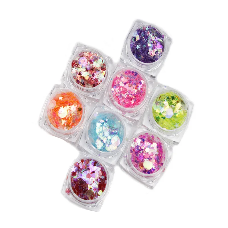 Скидка 40% многоцветные блестящие 3D ультратонкие блестки смешанные формы круглое