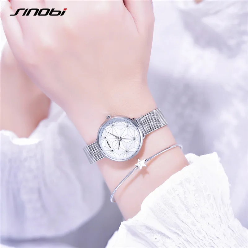 Женские Аналоговые Кварцевые часы SINOBI Модные японские с неравномерным