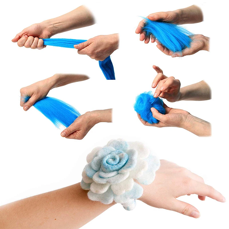 Миузи смешанные цвета шерсть волокно цветок животное мягкая ровная игла ручной