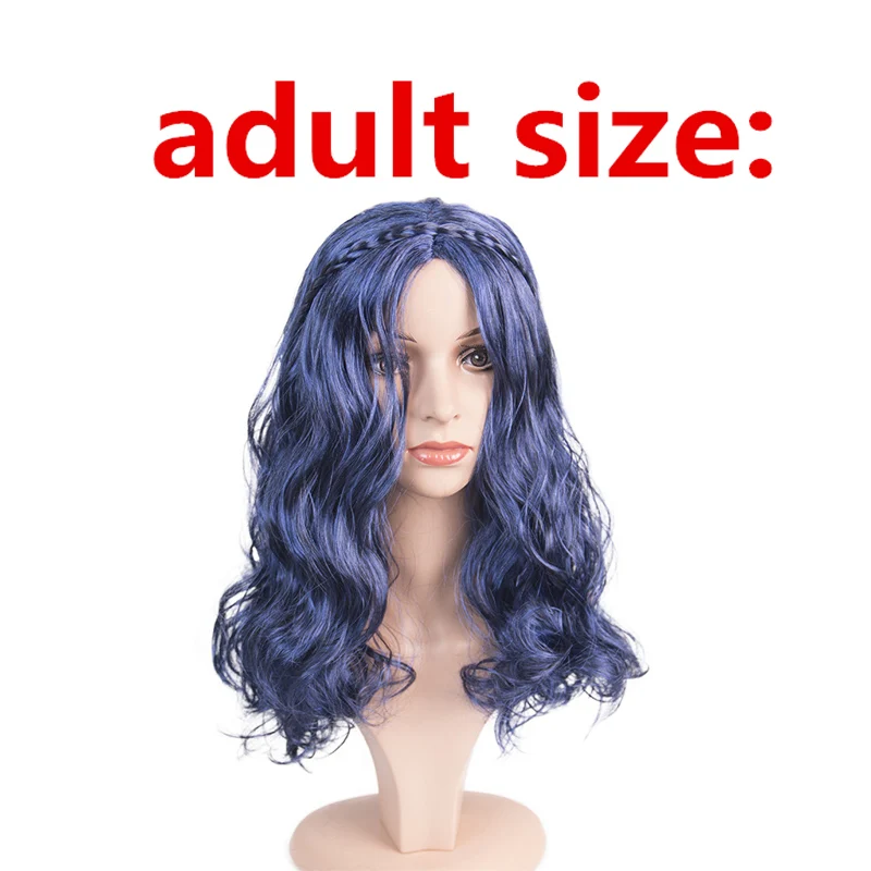 wig Потомки 3 Evie комбинезоны синий парик косплей костюм 3D печатных Хэллоуин Descendants3 Детские костюмы для девочек - Цвет: wig