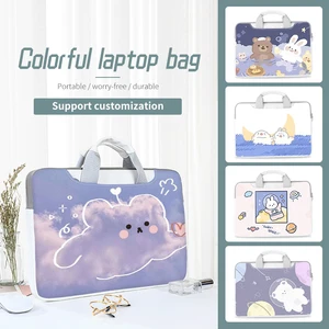 diy cartoon laptop bag computer case pu laptop shoulder hand bag waterproof 13 3 14 15 6 17 3 inch for macbookhplenovo acer free global shipping