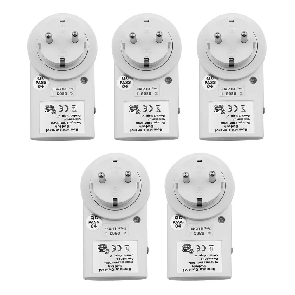 

5 Wireless Power Switch Sockets+1 Remote Controller EU Plug High Performance Wireless Remote Control Power Switch Plug