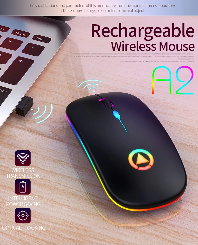 

Wireless game mouse 2.4GHz rechargeable game mouse with seven color breathing lights for game programming laptop mouse