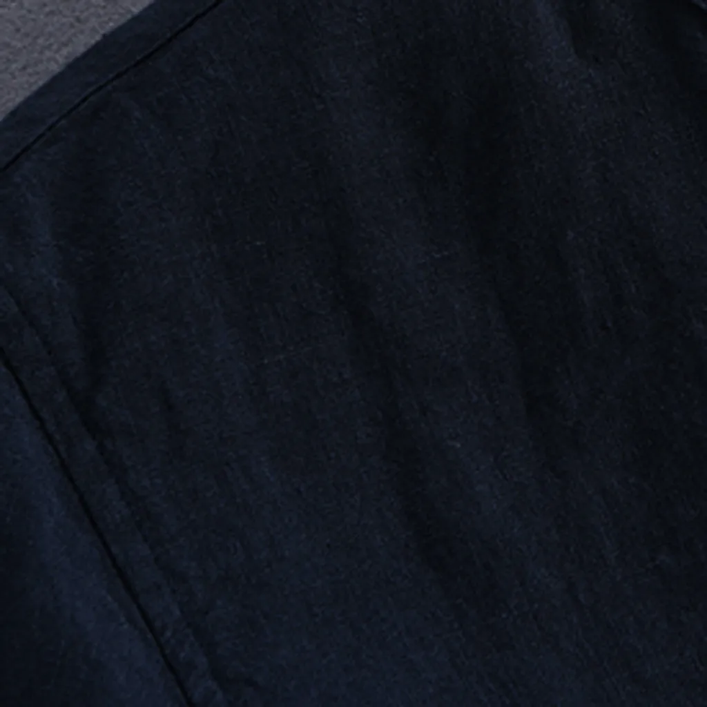 Мужская винтажная рубашка однотонная льняная на пуговицах Ретро с длинным