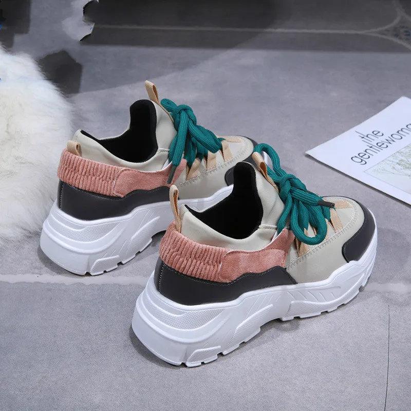 

Women Platform Chunky Sneakers lace-up Casualfemale fashion Sneakers 2020 women Casual Shoes O3-18
