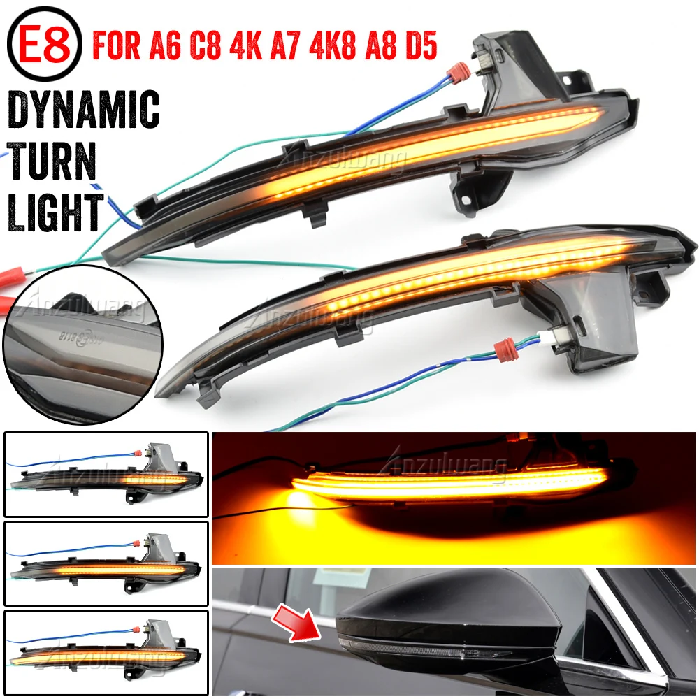 

2Pieces LED Dynamic Turn Signal Light For Audi A6 C8 4A A7 4K A8 D5 4N 2019 2020 Side Rearview Mirror Blinker Indicator Lamp