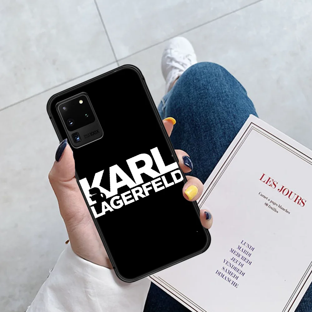 

Fashion Brand Lagerfeld Karls Phone Case Cover Hull For Samsung Galaxy S 6 7 8 9 10 e 20 Edge Uitra Note 8 9 10 Plus black Shell