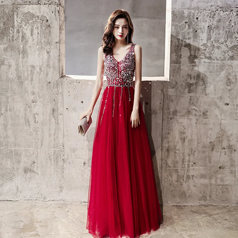 

Robe De Soiree 2020 Elegant Sling Sequins Zipper A-Line Formal Evening Dress Long Formal Wedding Party Gowns Plus Size 3XL