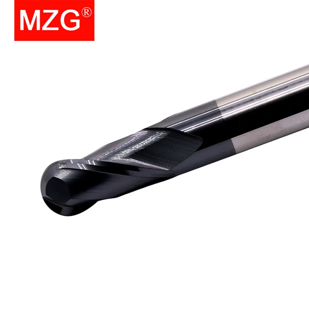 MZG 1PC 2 Flute HRC45 Ball Nose  CNC Lathe Machining Carbon Steel Milling Tool Cutter Spherical Solid Carbide End Mill