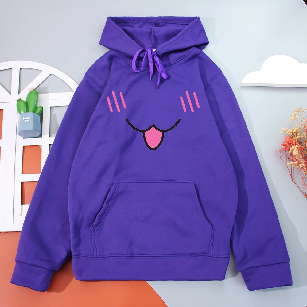 

Kawaii Shy Face Printed Hoodies Women 2021 Autumn Fleece Women Sweatshirt Casual Cute Graphic Pullover Fashion Female Clothes